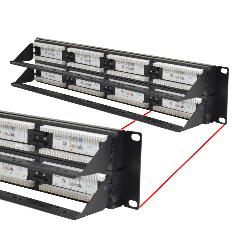 Cat6 UTP 48 Port Network LAN Patch Panel 2U 110 with cable management