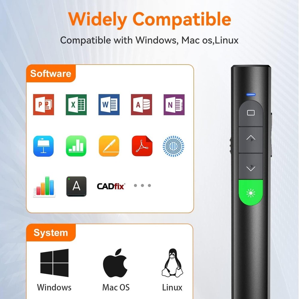Wireless Remote Clicker for PowerPoint Presentations: Rechargeable & Easy to Use