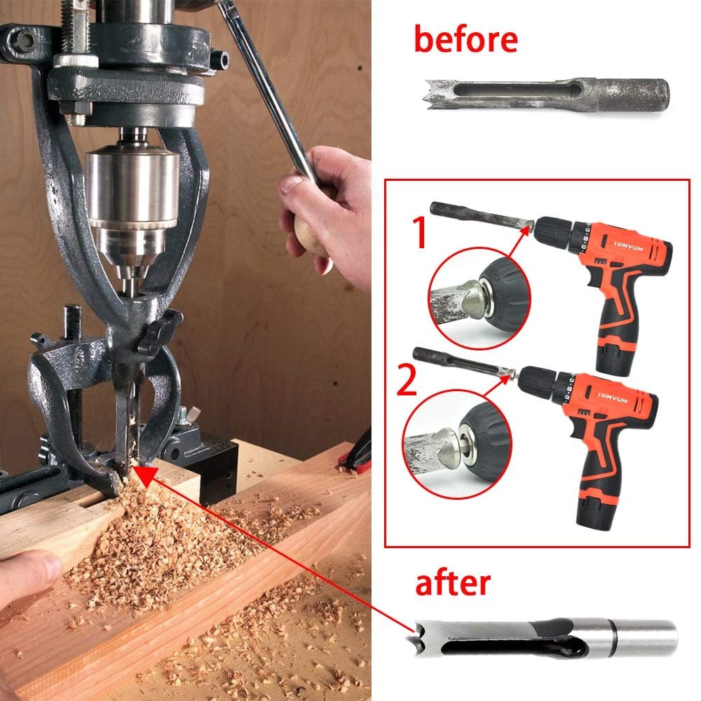 Woodworking Square Hole Drill Bit Sharpener Mortise Chisel Sharpening...