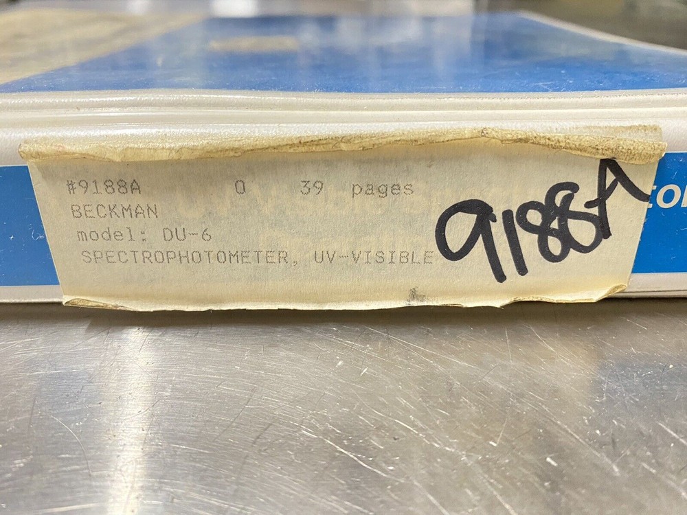 Beckman DU-6 Spectrophotometer UV-visible - Users Guide / Instruction Book