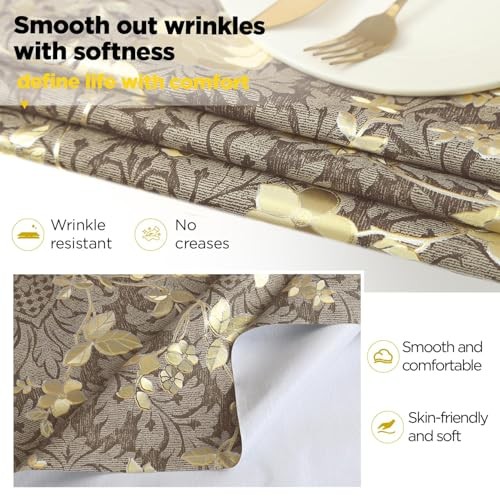 Rectangle Table Cloth Elegant Gold Vine 78" x 54" (Rectangular) Antique Brass