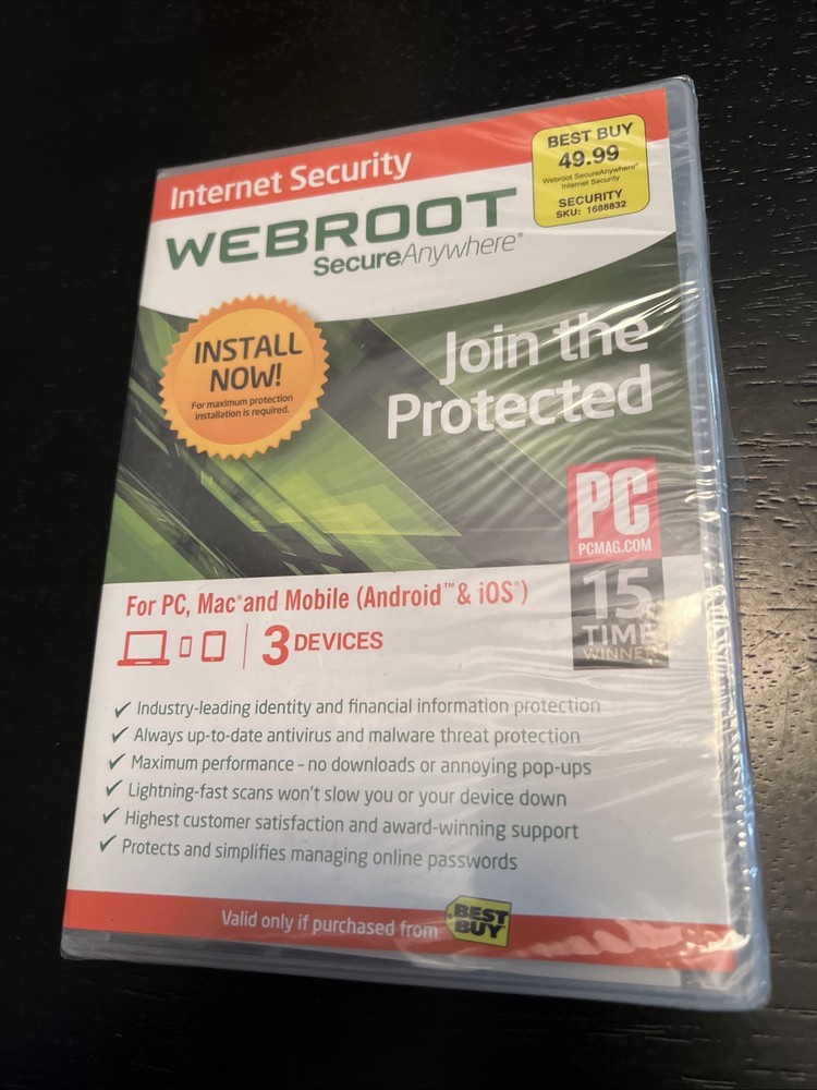 Webroot Secure Anywhere Internet Security New Sealed