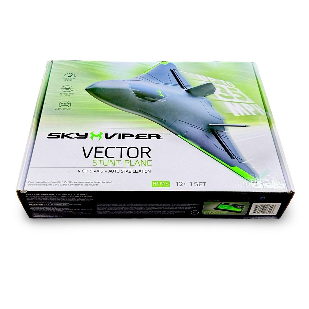 Sky Viper Vector Stunt Plane RC Drone Tested Complete w Box Auto Stabilized