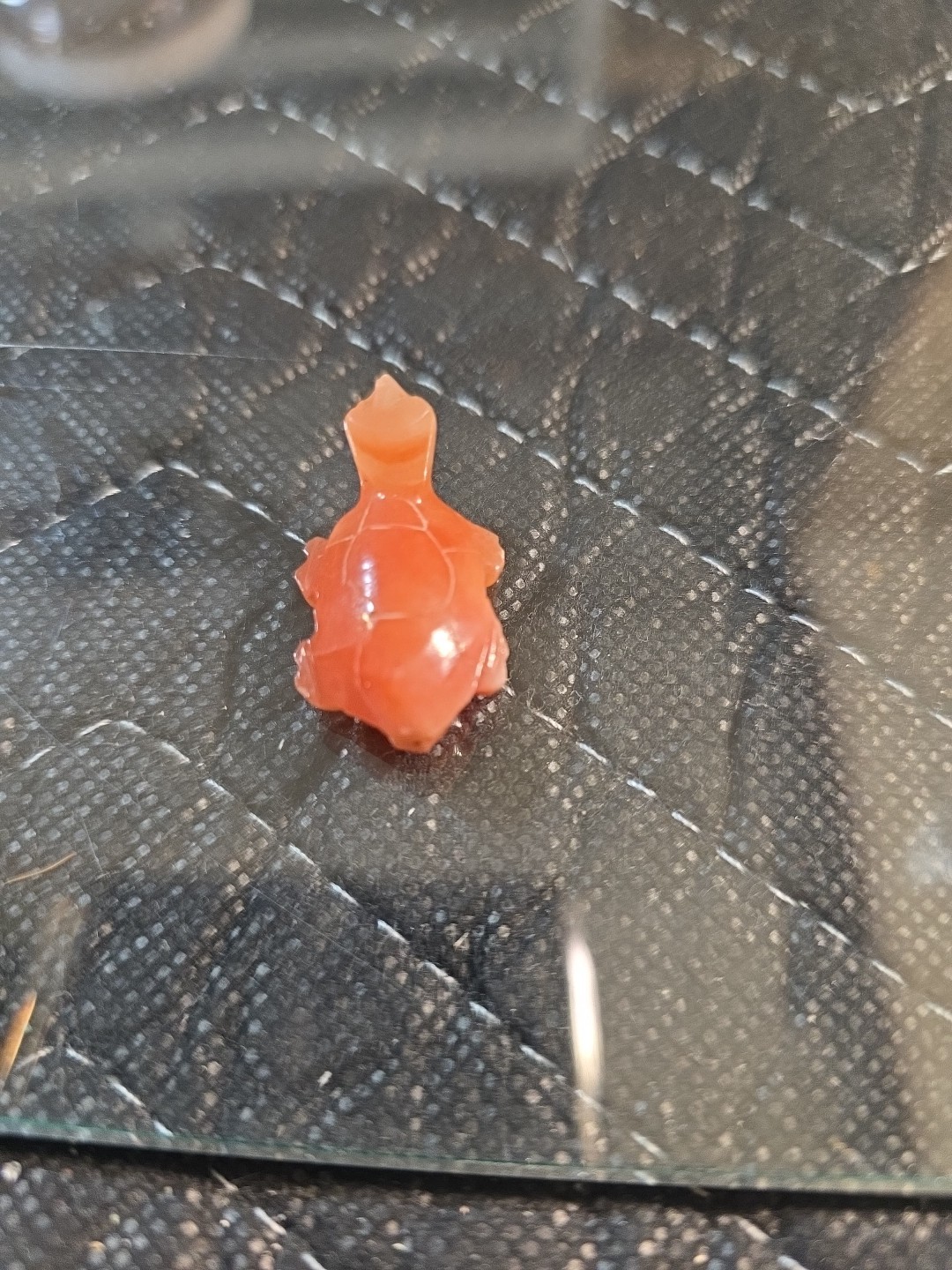 Vtg Carved gemstone crystal orange aventrine turtle statue figurine home decor