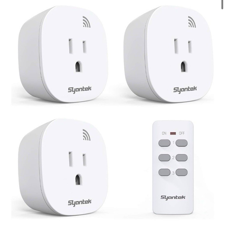 Wireless Control Outlet 3 Plugs, 1 Master Remote, 100ft Range, Wi-Fi 5g Timer