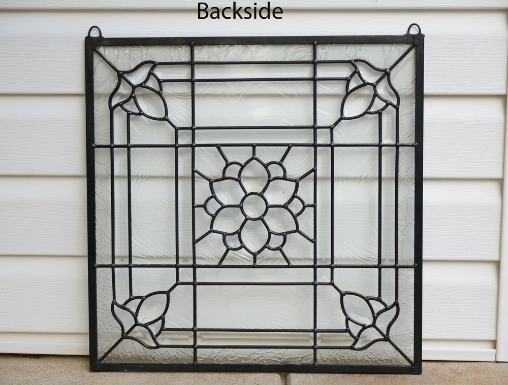 Handcrafted stained glass Clear Beveled window panel 20" x 20"