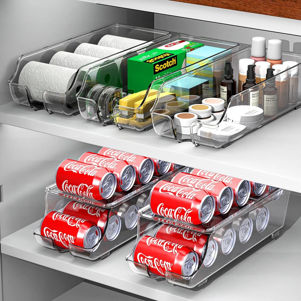 2-Tier Automatic Rolling Pop Can Organizer Storage Container Dispenser, 2 Pack