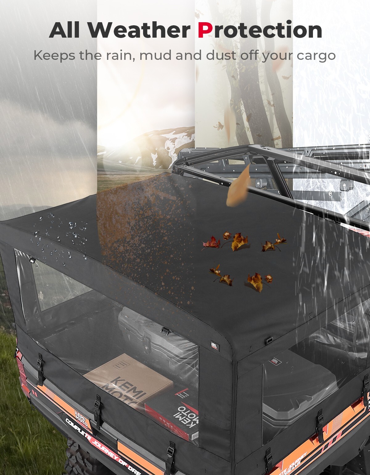 600D Camper Cargo Bed Cover for 2015-2025 Polaris Ranger XP 1000/570/Crew