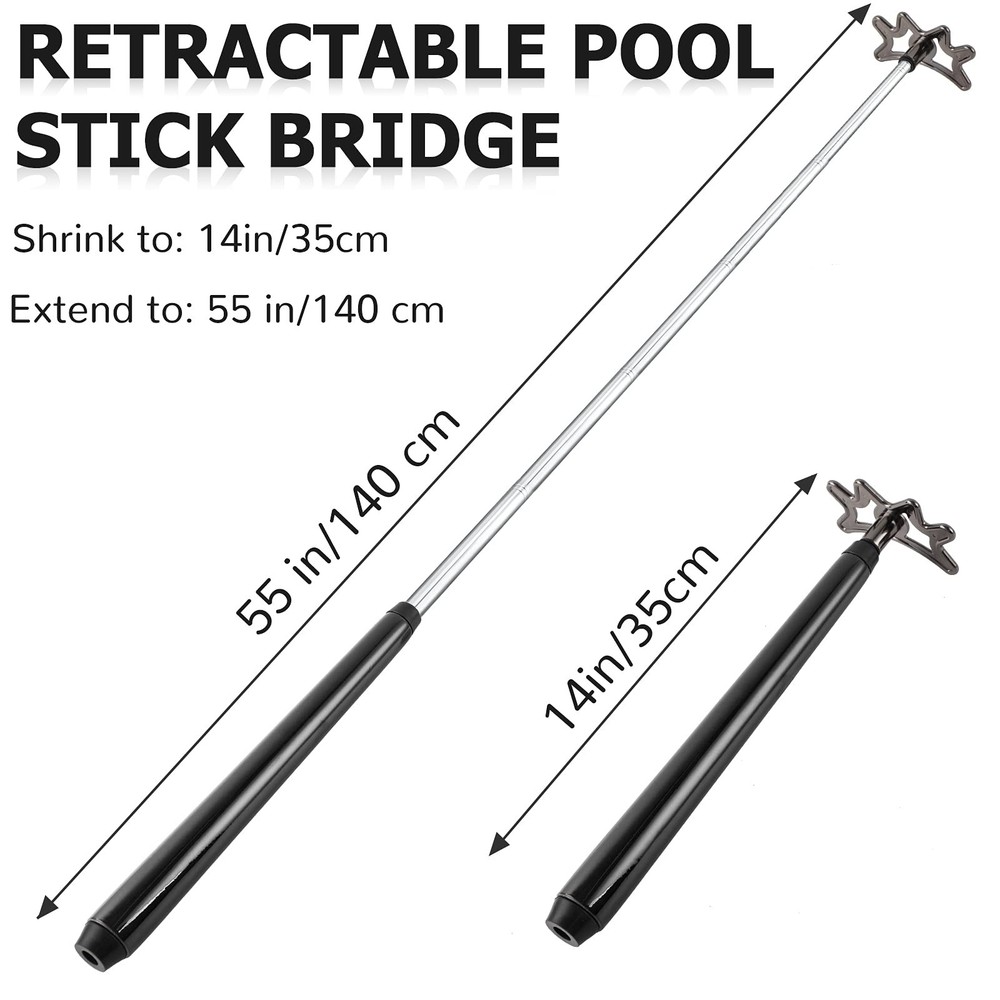 Sumind Retractable Pool Bridge Stick - Adjustable Billiards Cue Black