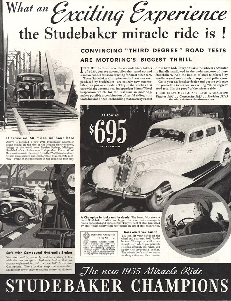 1935 Studebaker Commander: Exciting Experience Vintage Print Ad