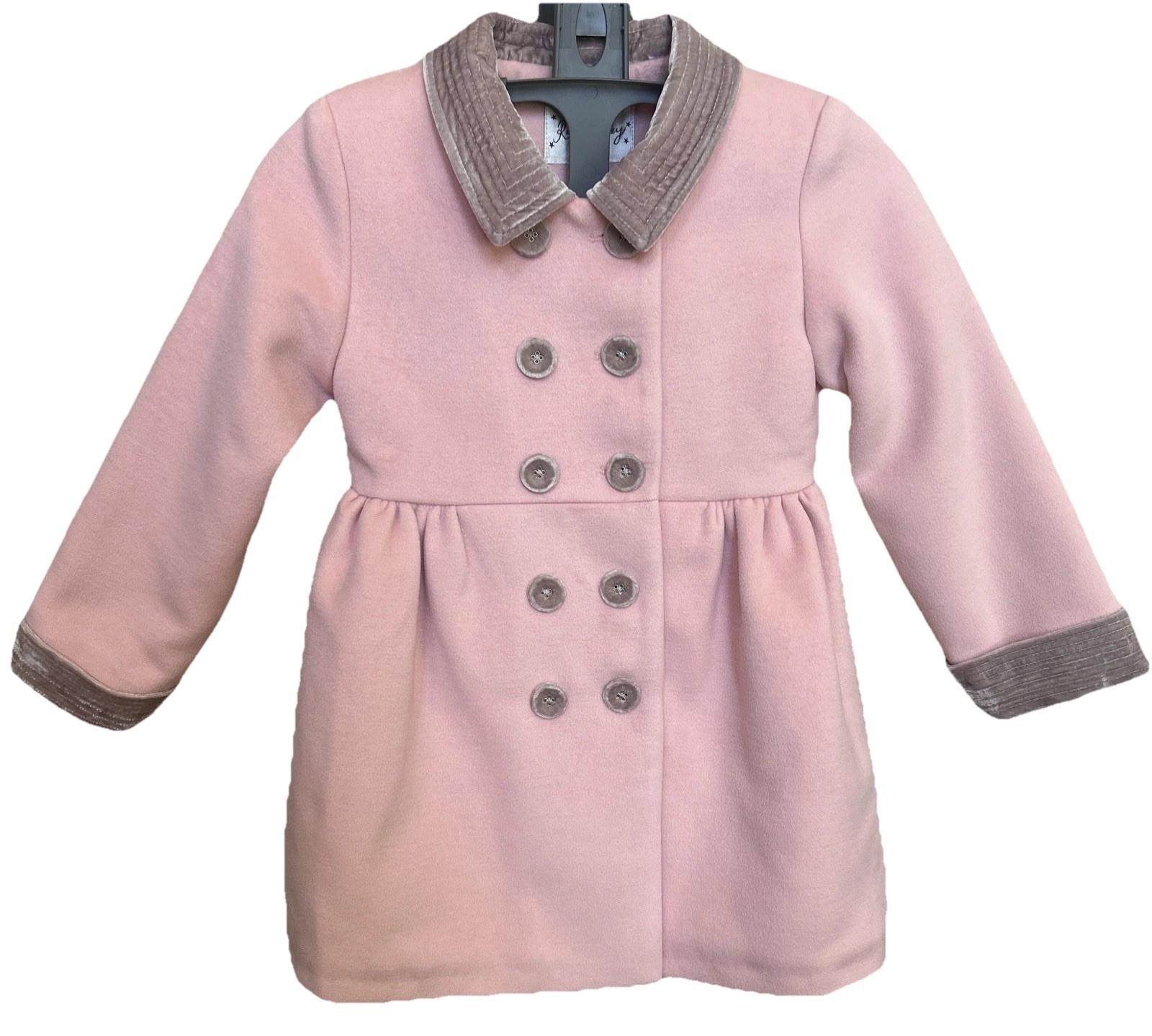 Rachel Riley Coat Girls Sz 5 Pink Long Sleeve Button Up Dress Coat Double Breast