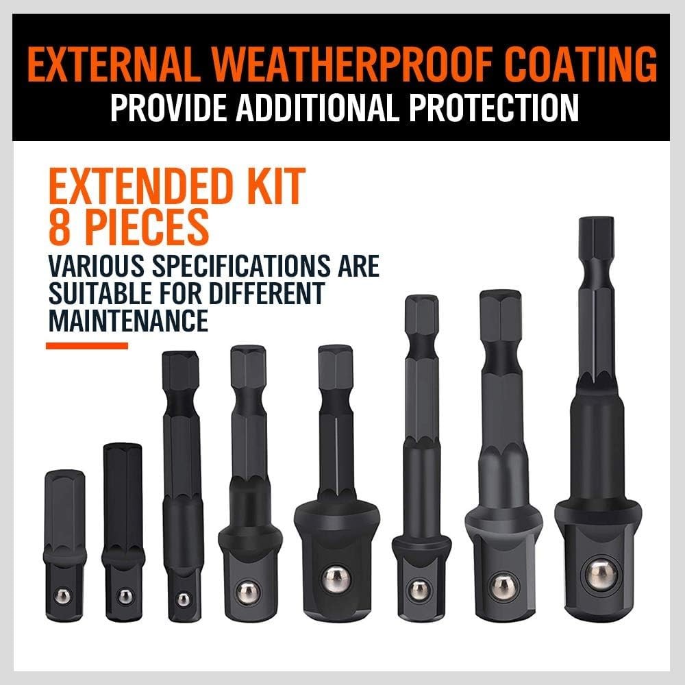 HORUSDY 8-Piece Impact Sockets One Size, 3" Adapter(8pc)