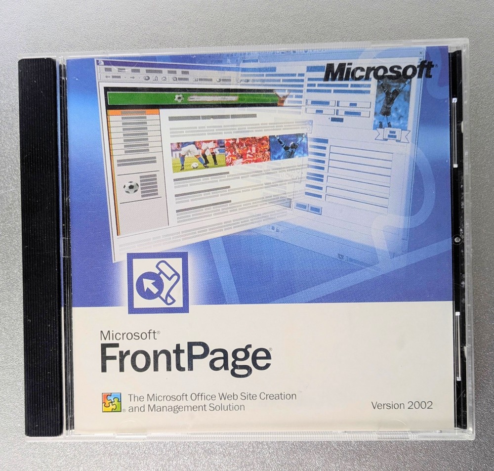 Microsoft Front Page 2002 CD-ROM Software Windows Web Site Creation Product Key