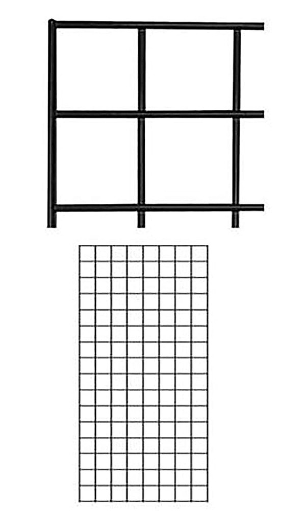 Wire Grid Panel 2' x 4' with 4 Mounts Black Display Craft Wire Grid Storage Pots