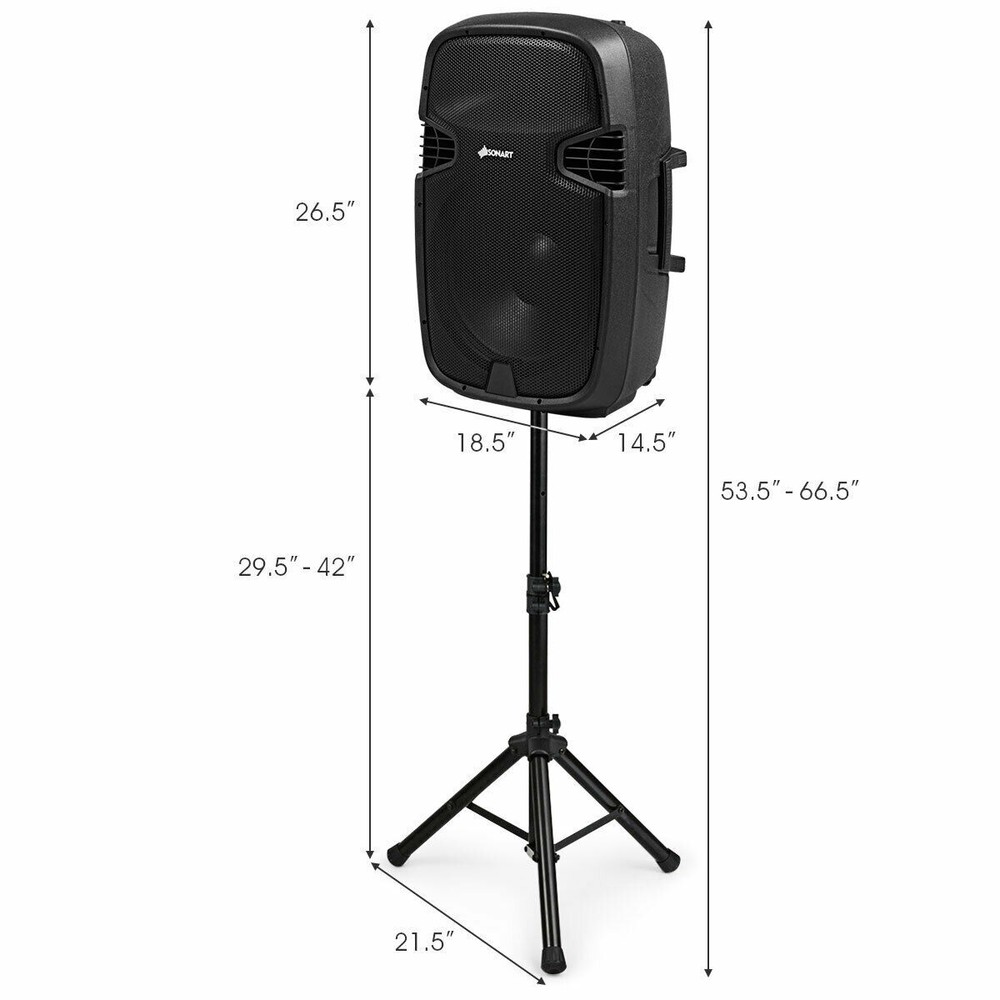 Portable Dual 15" 2-way 2000 W Powered Speakers w/ Controller