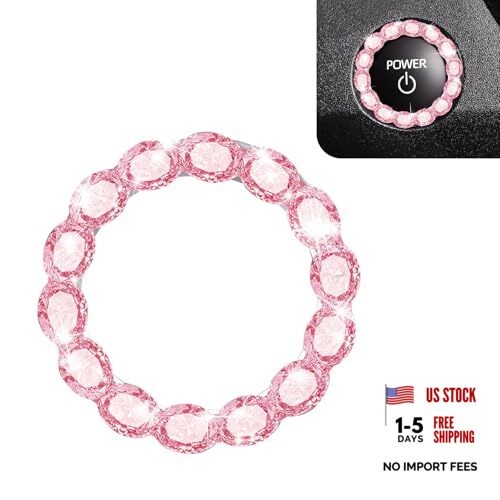 Car Bling Push Start Button Cover, Crystal Rhinestone Engine Start Stop Ring