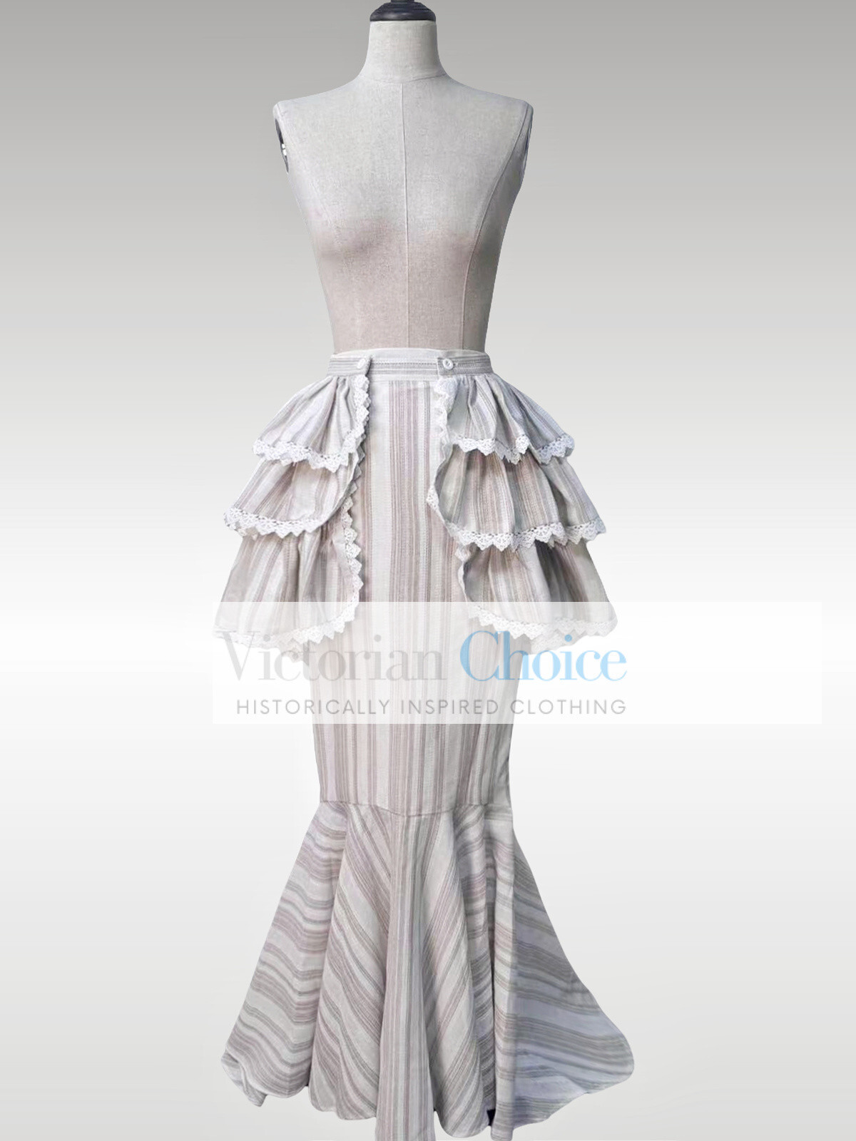 Edwardian Downton Abbey 1900s Vintage Form Fitting Peplum Dress Theater Gown 328