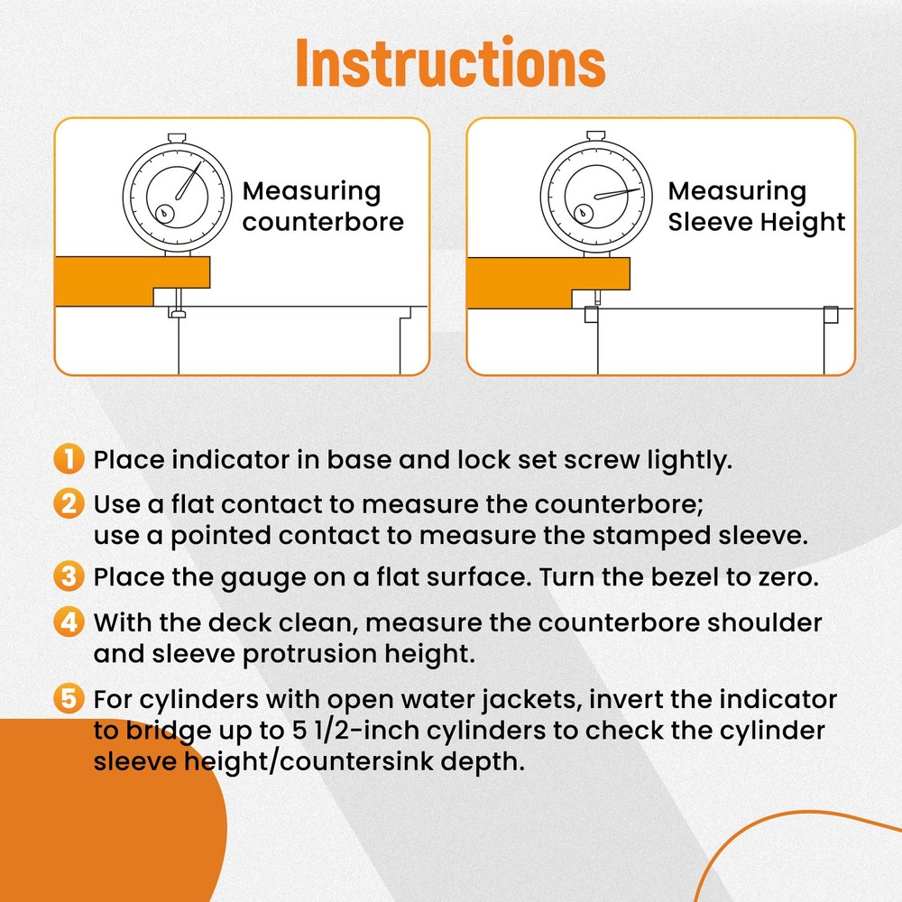 Engine Dial Indicator Set for Engine Testing 0.001" Measurement #6434
