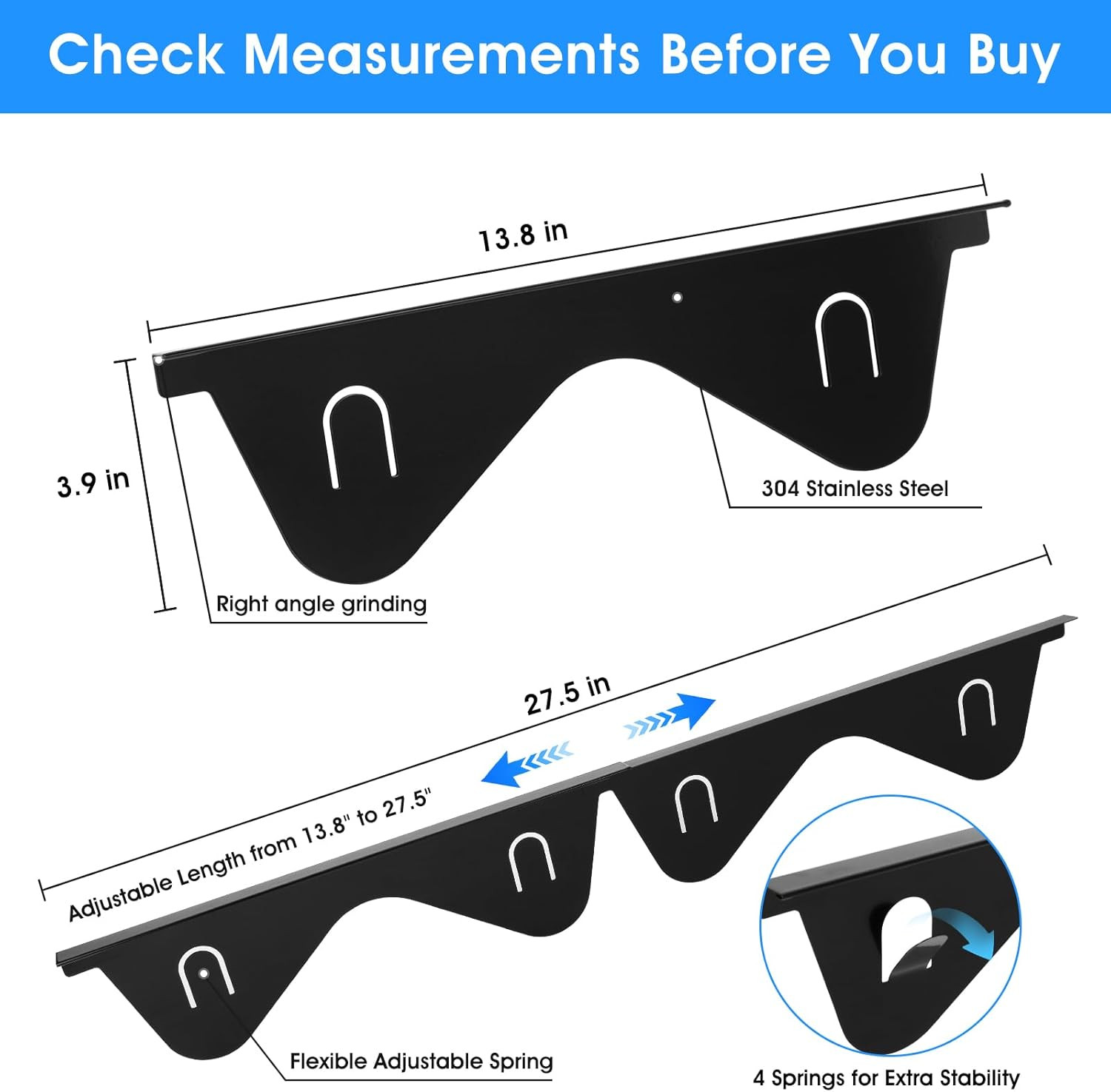 2 Pcs Stainless Steel Stove Gap Covers Retractable 13.8"-27.5" Heat Resistant