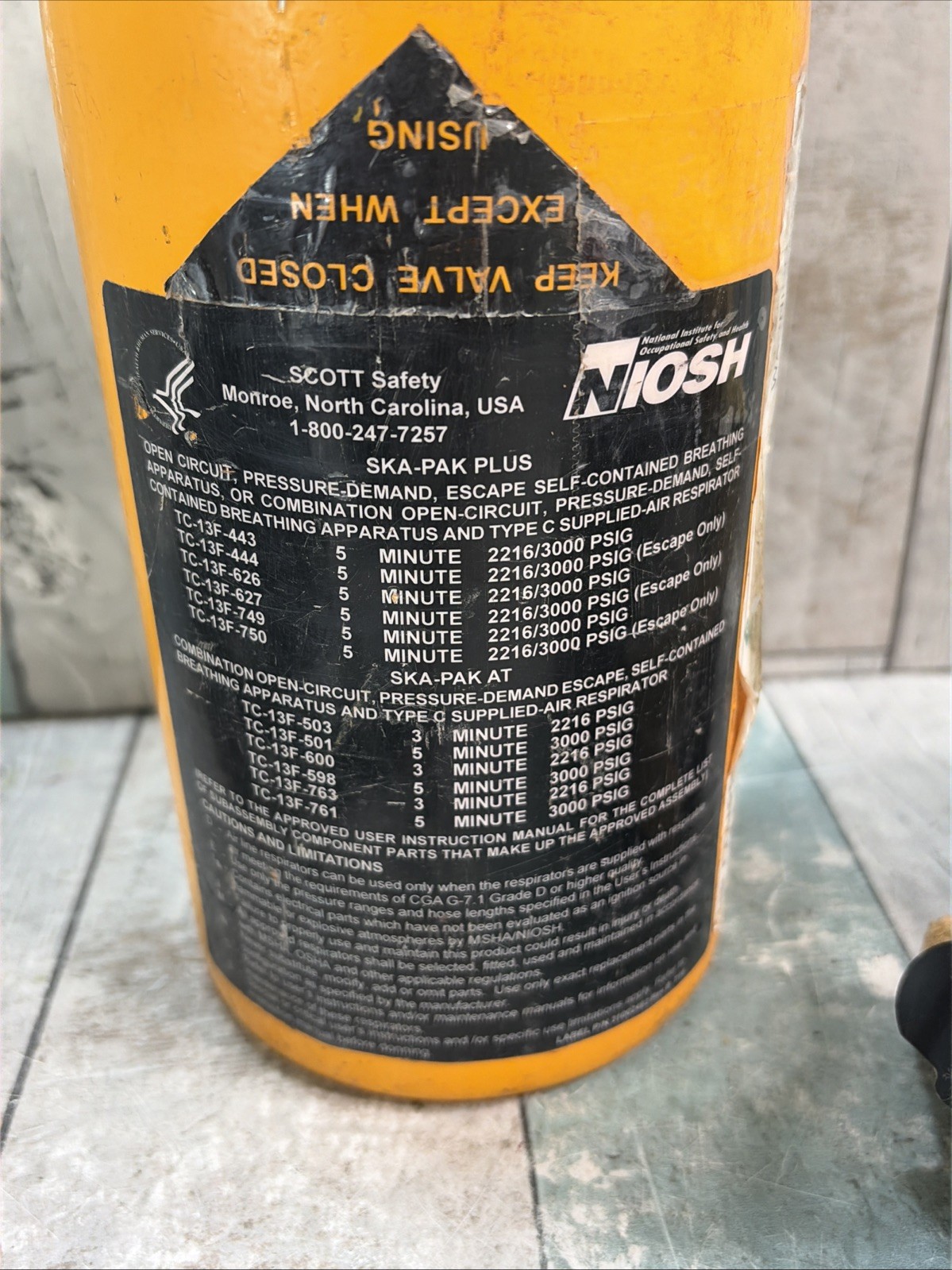 Scott SKA-PAK 5min Emergency Escape Bottle SABA Mobile Air SCBA Work Pack