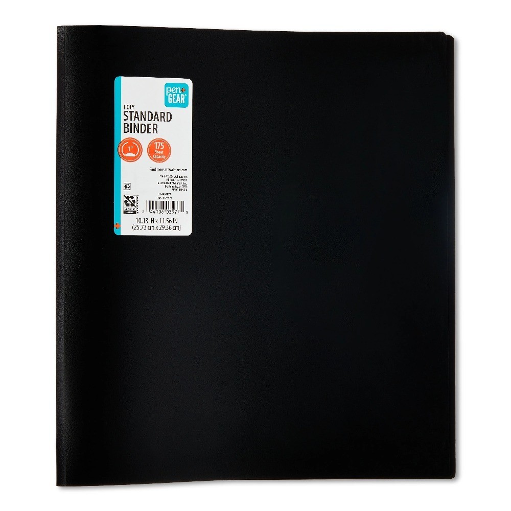Round Ring Binder 1 Inch Black 6 Pack Poly Standard