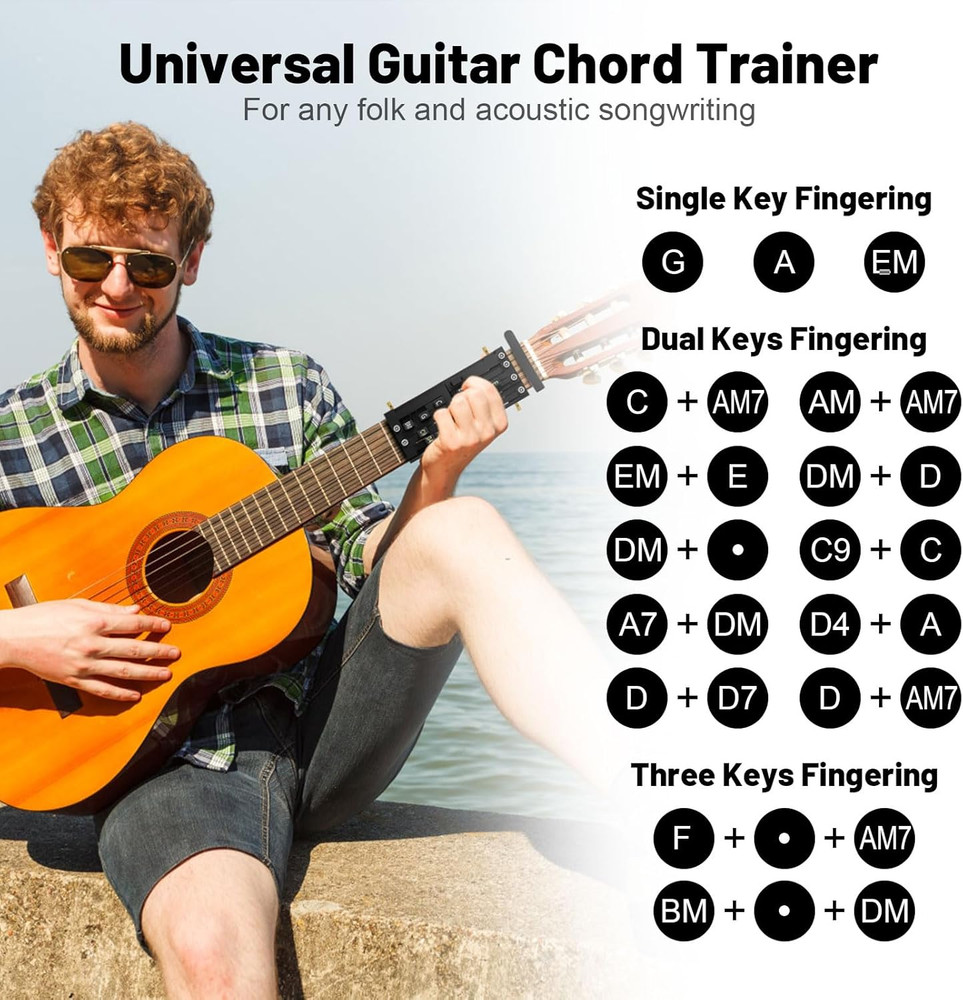 Guitar Chord Presser Aid Trainer Beginners Helper Practice Tool 6 Picks Capo Kit