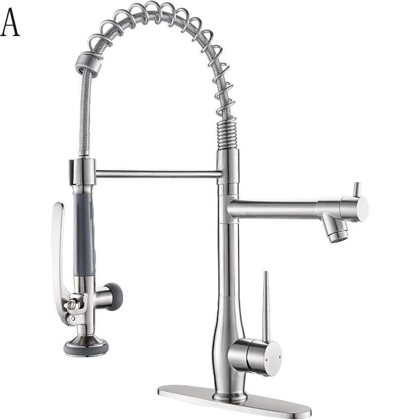 GIMILI Kitchen Faucet with Pull Down Sprayer Single Handle  Brushed  A