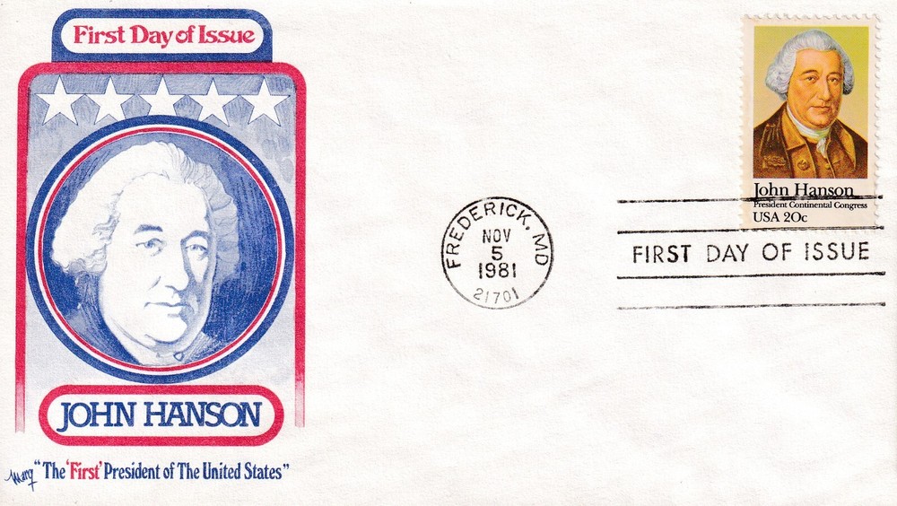 STAMP US SCOTT 1941 "John Hanson" 20 CENT 1981 FDC - B