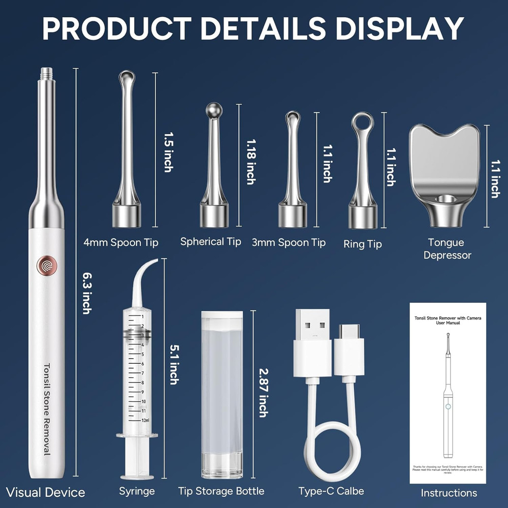 Tonsil Stone Remover with Camera - Upgraded Visual Tonsil Stone Removal Kit with