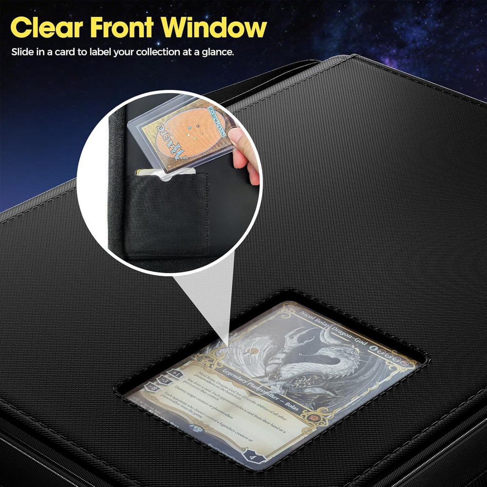 4 Pocket Top Loader Binder, Holding 144 Cards in 3"X4" Toploaders, Side Loading