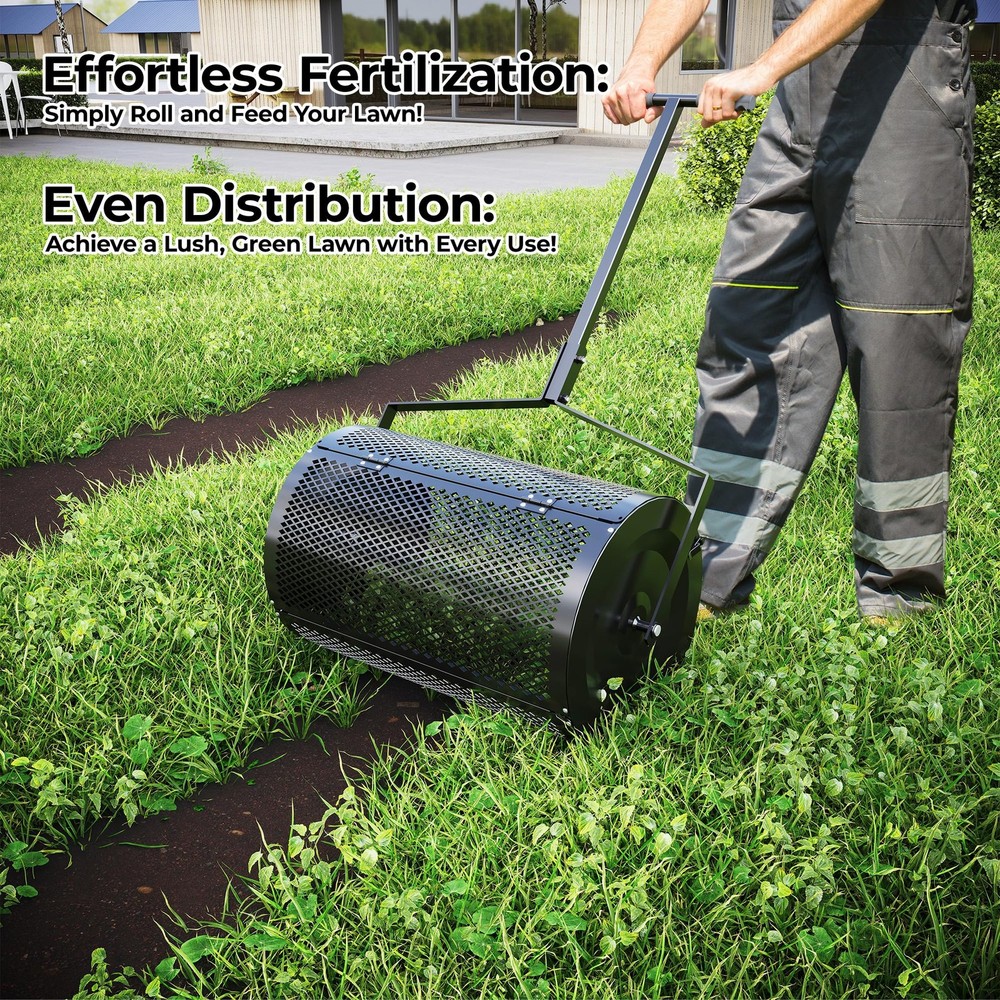 24-Inch Heavy-Duty Durable Lawn Spreader, Multi-Usage Compost & Mulch Spreader