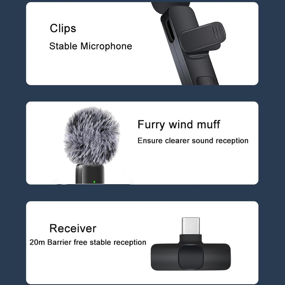 Professional Wireless Lavalier Microphone for iPhone, iPad, Android Phone, Mini