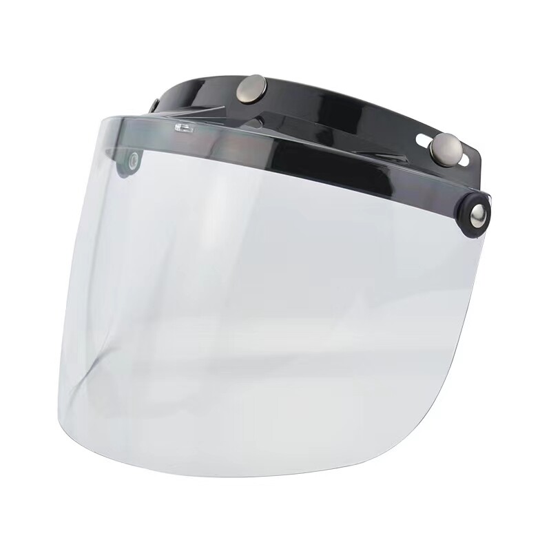 Universal 3-Snap Button Flip Face Shield Open Face 3/4 Vantage Helmet Sun Visor