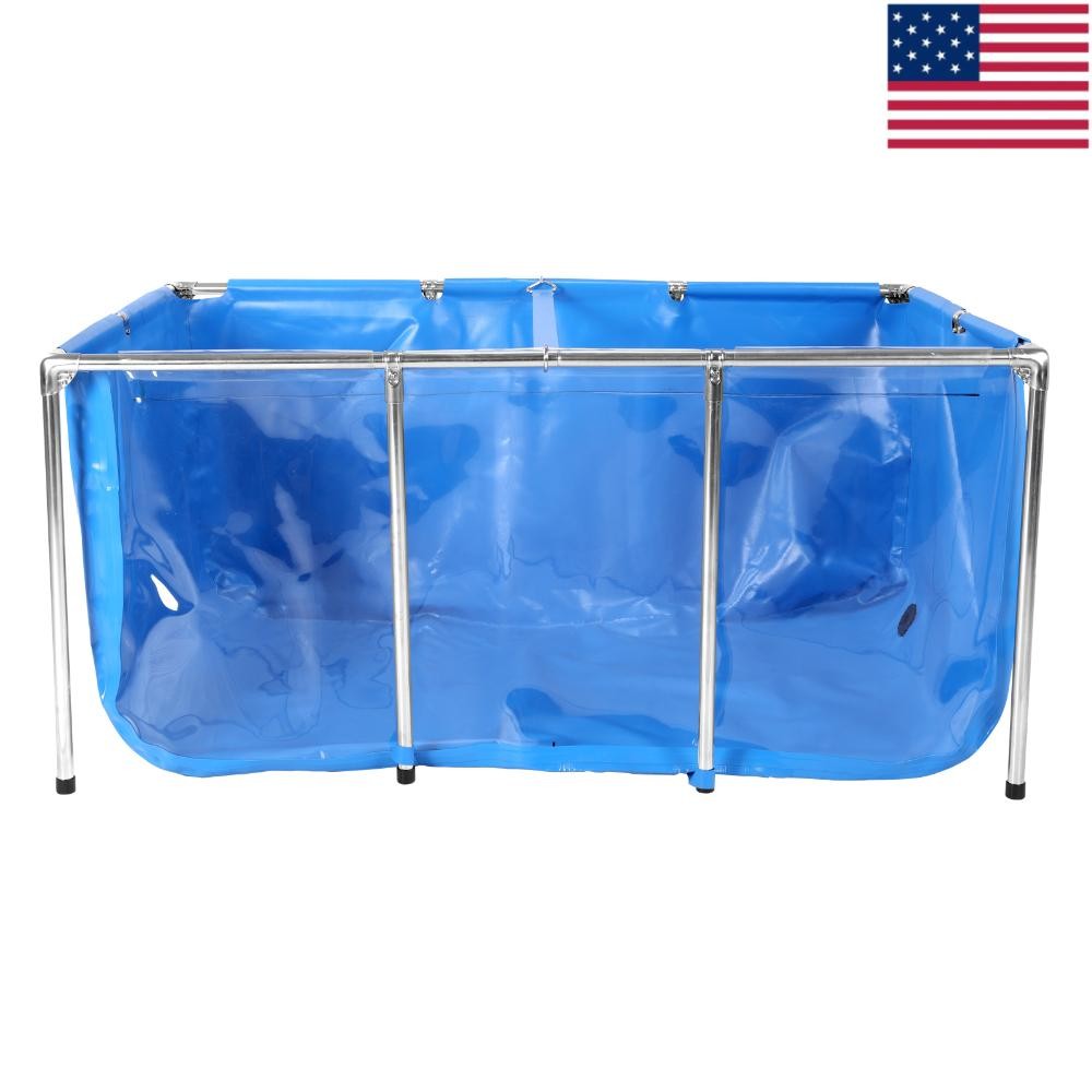 Rectangular Goldfish Tank with Frame & Drain Valve Above Ground Fish Pond Clear