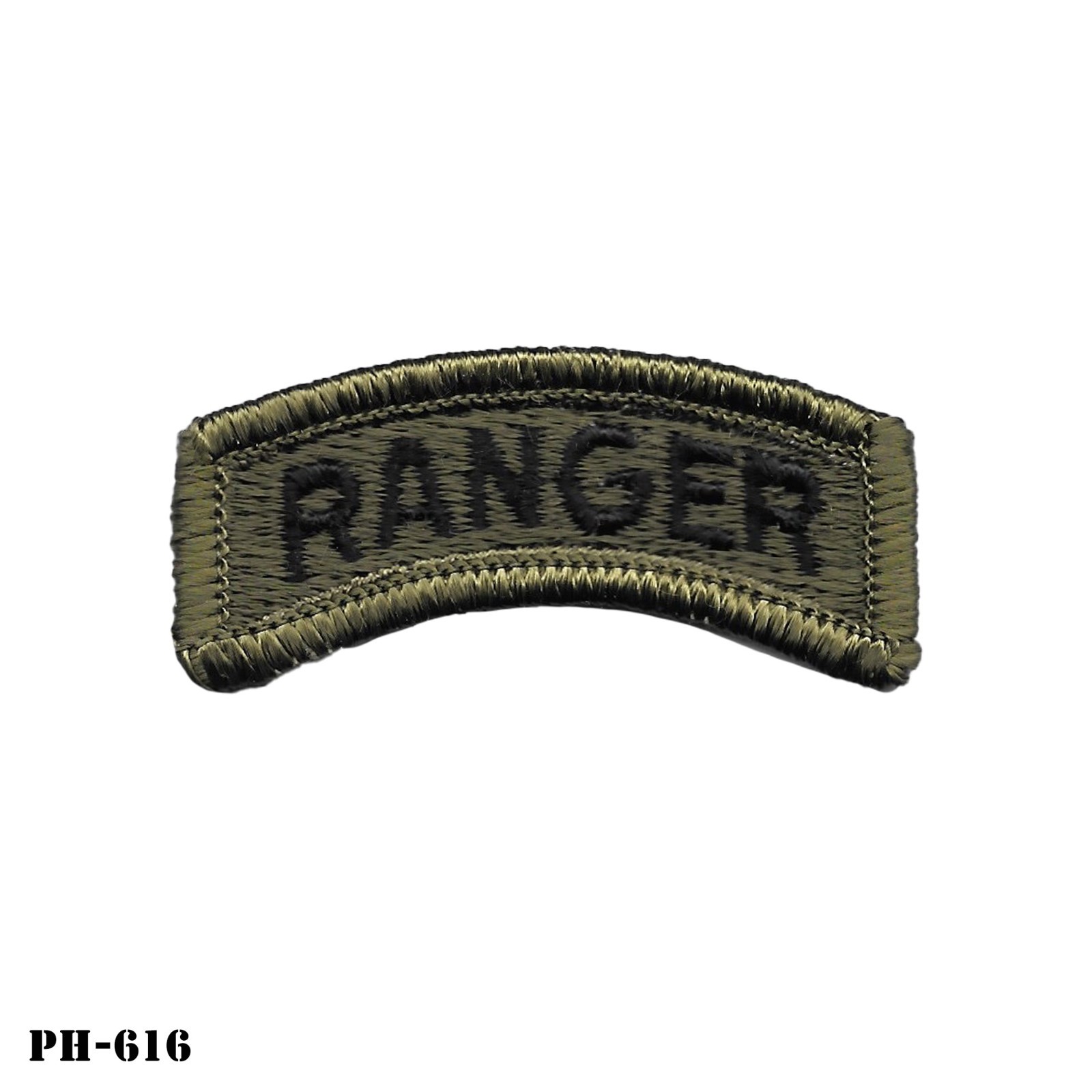"RANGER" Rocker Tab Patch ~ Subdued ~ OD & Black ~ US Army ~ NOS ~ NEW
