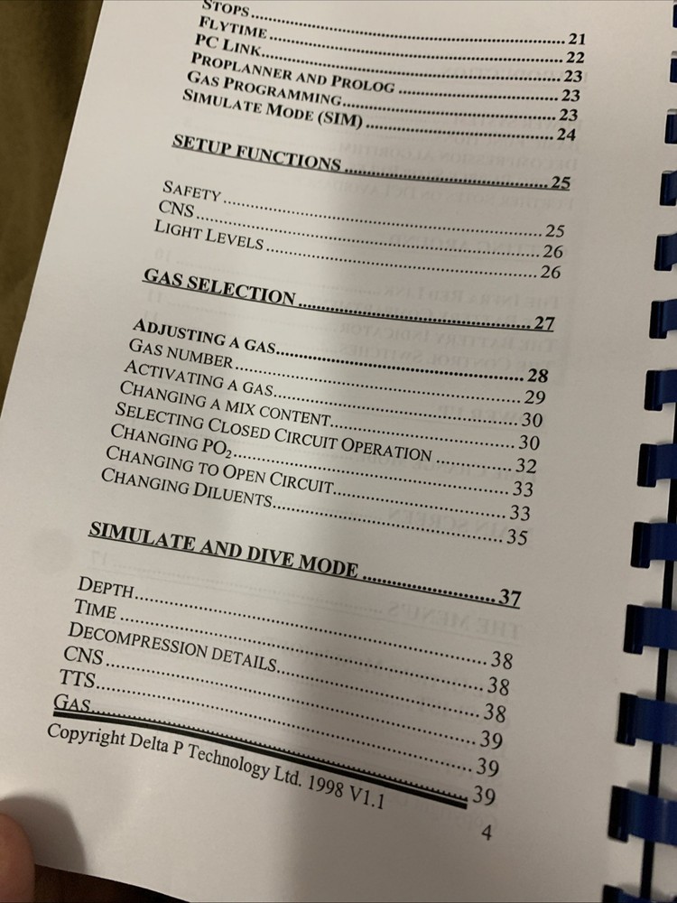VR3 Scuba Decompression Computer Multi gas Multimode Operators Manual V1.1
