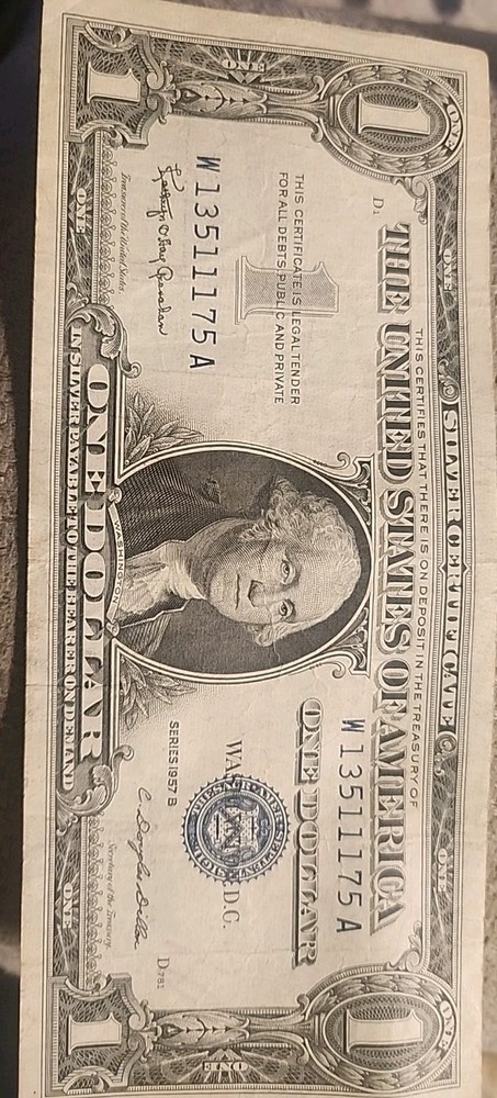 One Dollar 1957B Silver Certificates