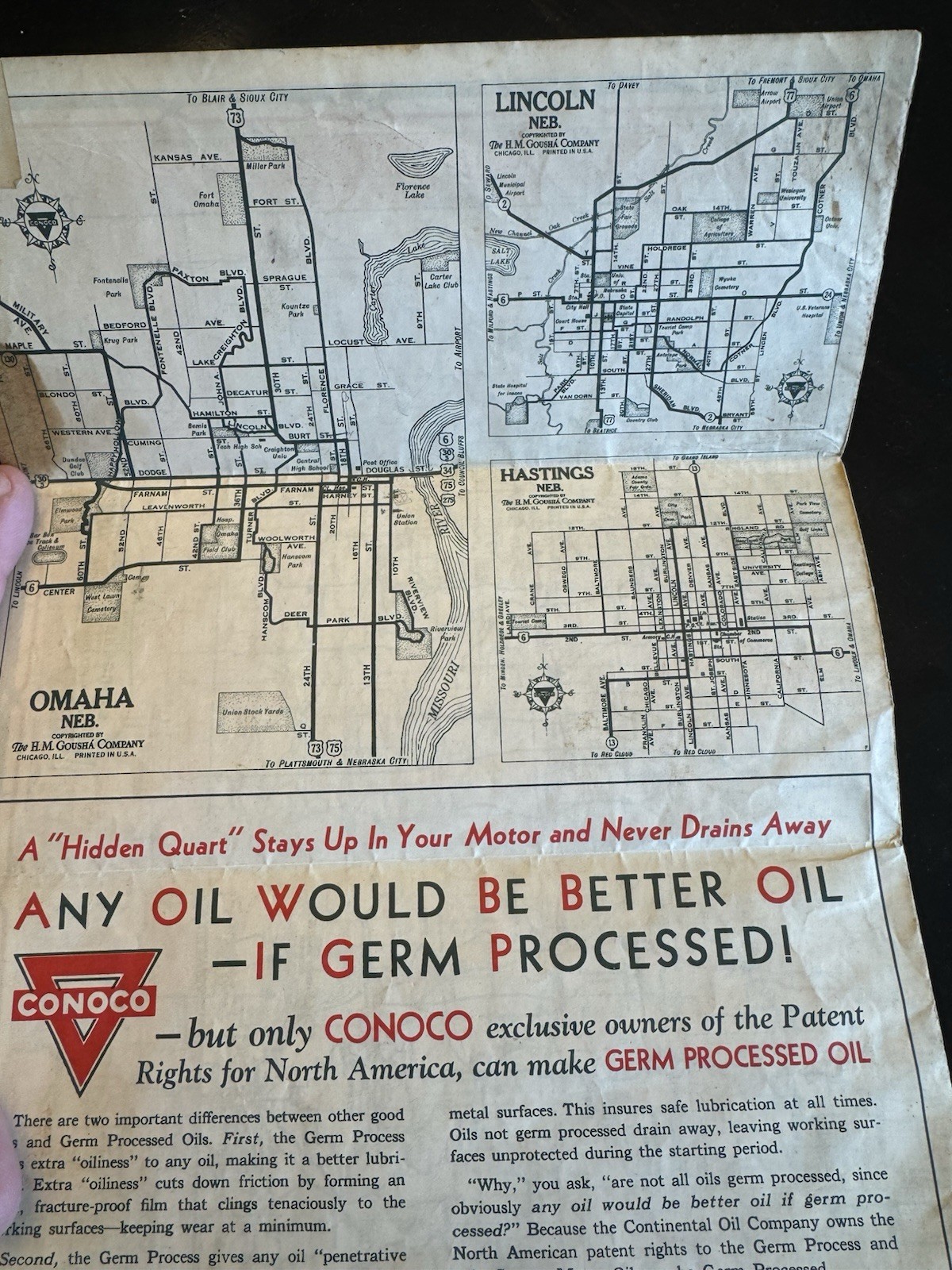 1936 Conoco Oil & Gas service station Travel Bureau California & Nevada map ----