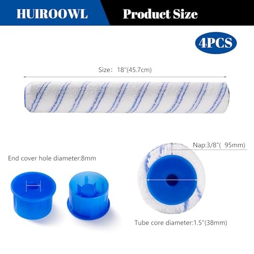 18 Inch Microfiber Paint Roller Covers (4 18 Inch Paint Roller Kit, 4 Pack