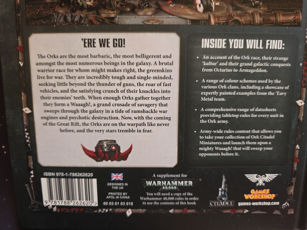 New Warhammer 40k Codex Space Orks GW Hardback 8th Edition Great Shape