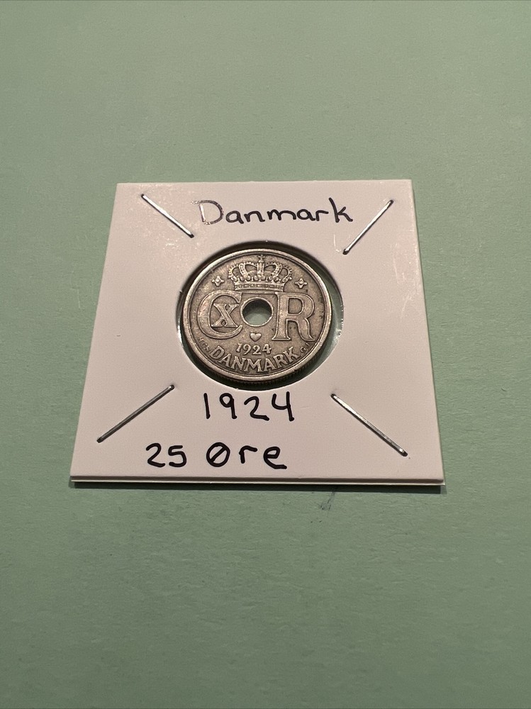 1924 Danmark 25 Ore circulated, Coin ￼.