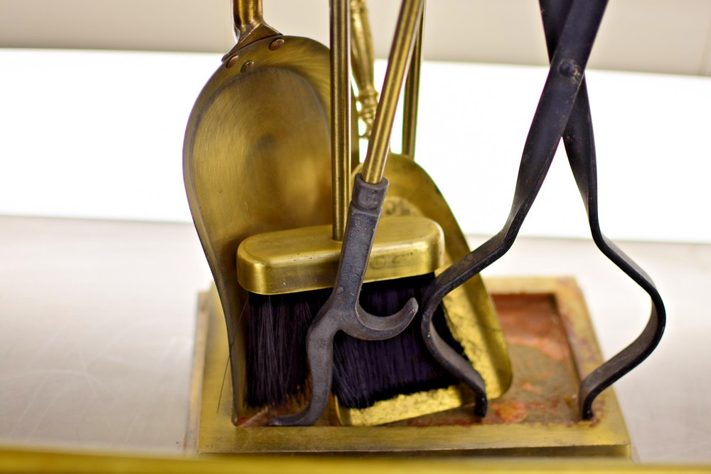 Complete Vintage Brass Fireplace set