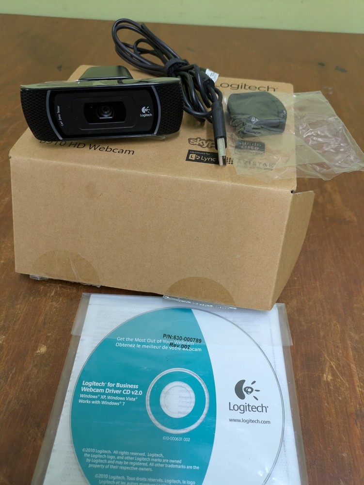 Logitech B910 HD Webcam Carl Zeiss Tessar Lens Black