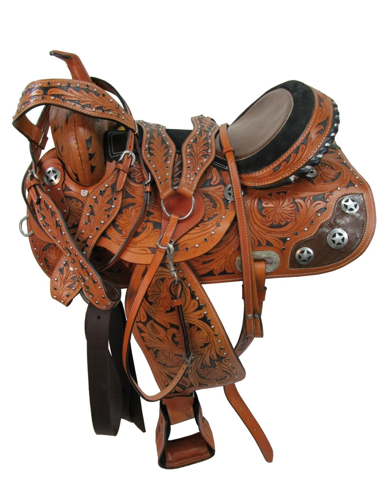 USED WESTERN BARREL SADDLE GATOR SHOW PLEASURE TRAIL HORSE TACK SET 15 16 17