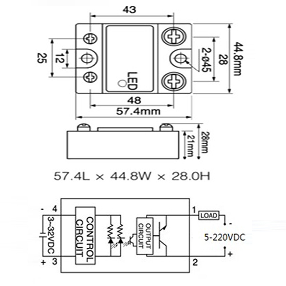 Solid State Relay SSR 25A DC3-32V Control DC5-220V DC Control DC YHD2225D
