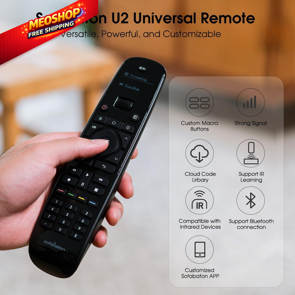 SofaBaton U2 Universal Remote with Backlit Button and Upgraded Scroll Black