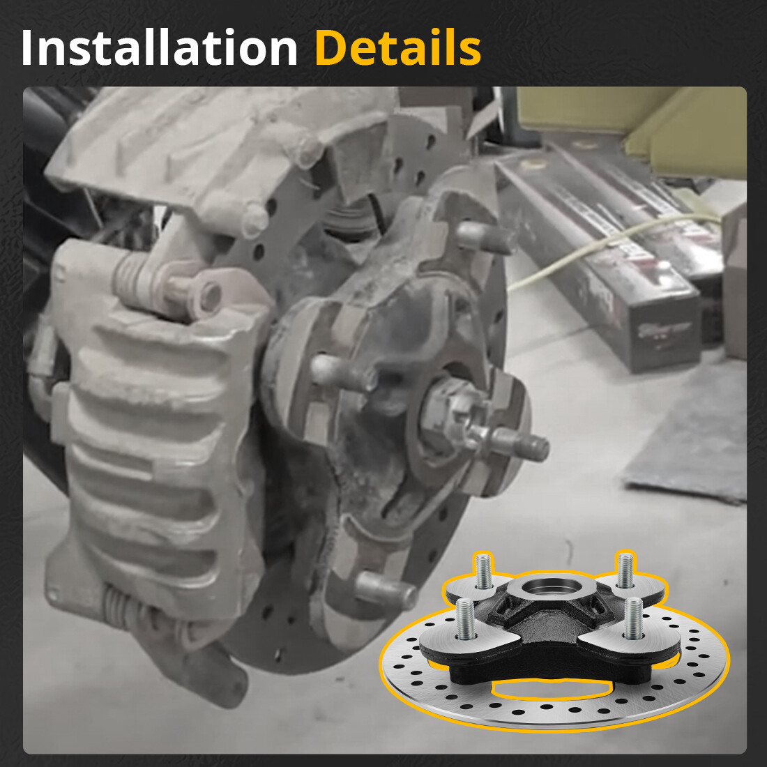 2 Front/Rear Wheel Hubs Rotor Bearing Studs for Polaris RZR XP 4 1000 2014-2023