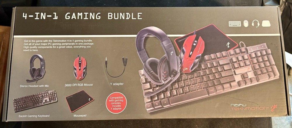 TekNmotion Nibiru 4-In-1 GAMING BUNDLE: Keyboard, Mouse, Headset, Mousepad PC
