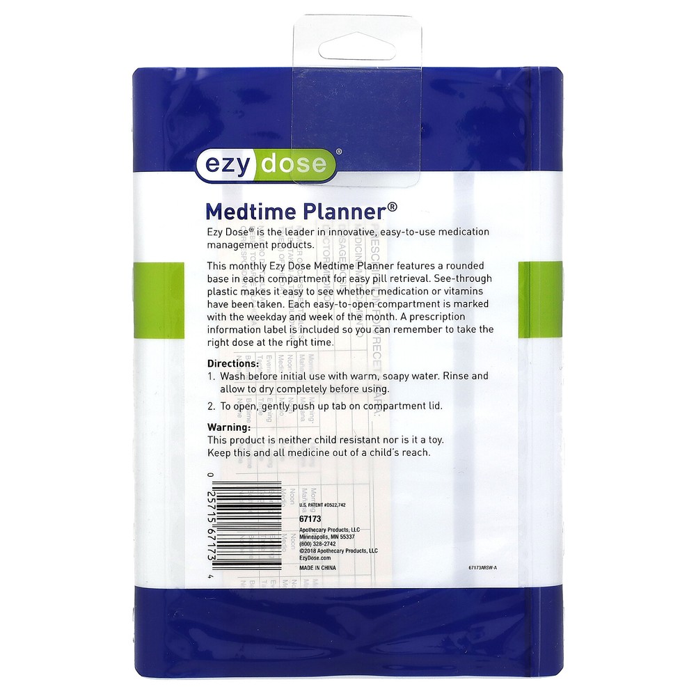 Monthly with Rounded Base Medtime Planner, Large, 1 Count