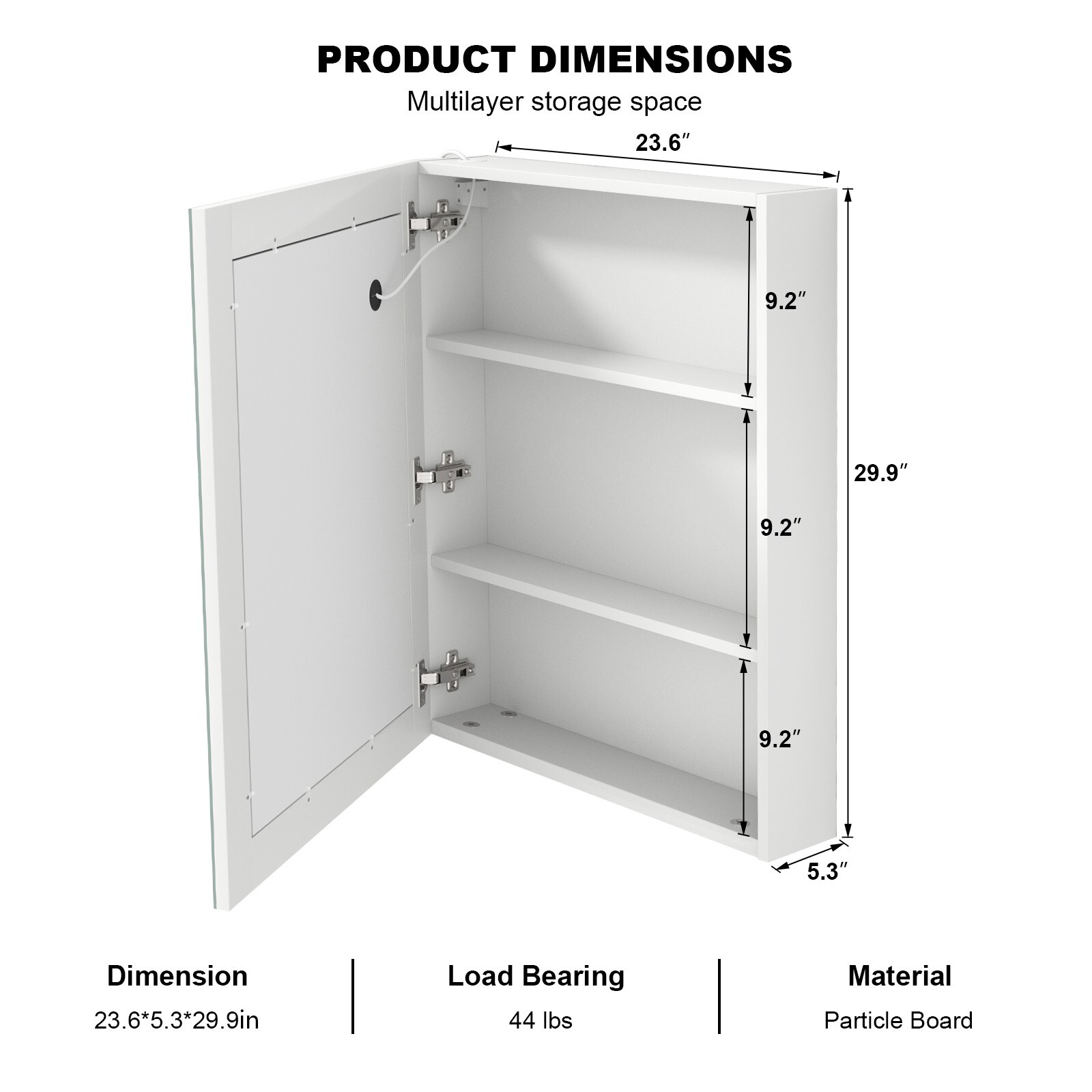 24" x 30" LED Bathroom Medicine Cabinet w/ Lighted Mirror Anti-Fog Touch Sensor